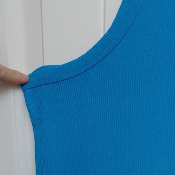 Reitmans bright aqua blue sleeves rib pattern tank top shirt size XL - Picture 3 of 5